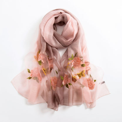 Silk scarf with wild embroidery in spring myETYN