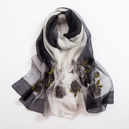 Silk scarf with wild embroidery in spring myETYN