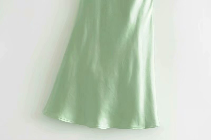 Silky Satin Glossy Matcha Green Mini Sling Dress myETYN