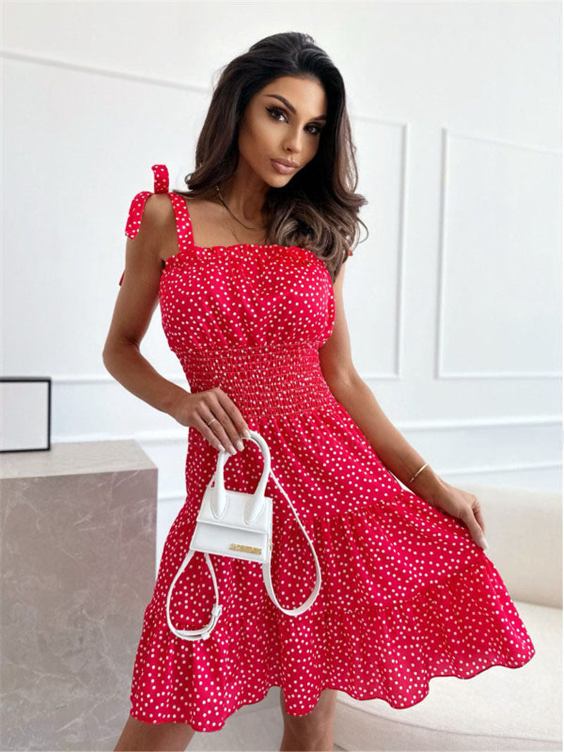 Slim Dress With Wave Dots And Waist myETYN
