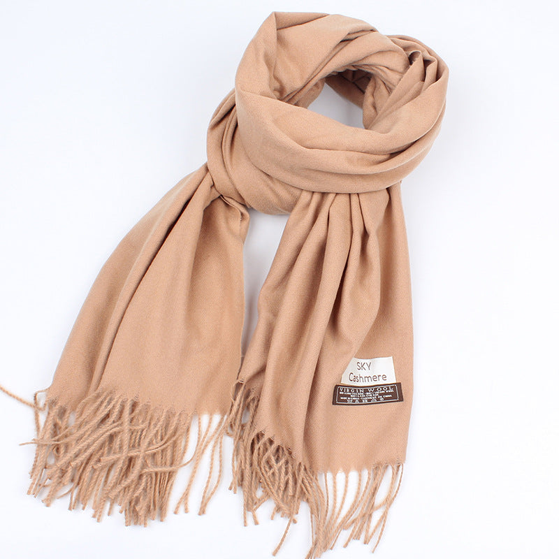 Solid color faux cashmere scarf for warmth myETYN