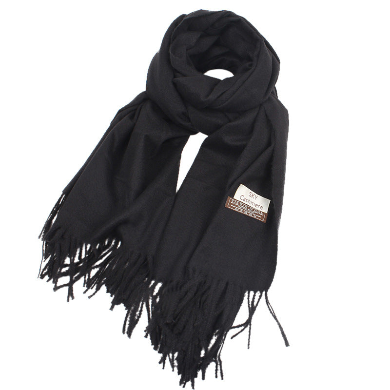 Solid color faux cashmere scarf for warmth myETYN