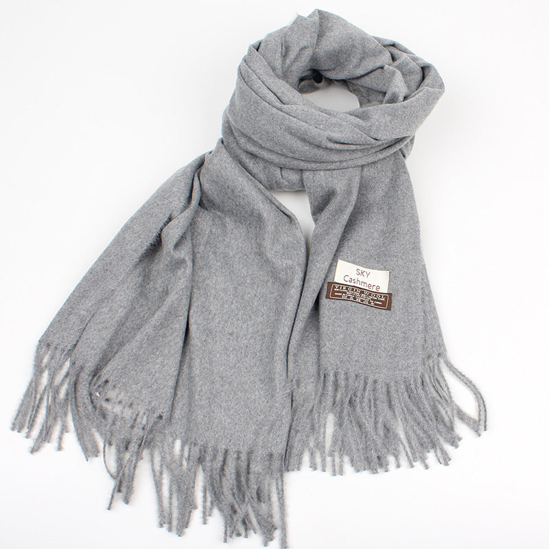 Solid color faux cashmere scarf for warmth myETYN