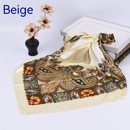 Spring New Versatile Large Kerchief Silk Scarf Classic Retro Printing myETYN