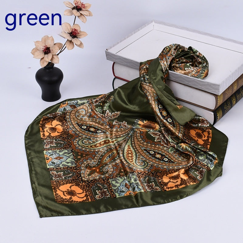 Spring New Versatile Large Kerchief Silk Scarf Classic Retro Printing myETYN