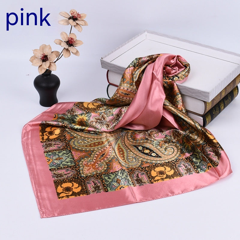 Spring New Versatile Large Kerchief Silk Scarf Classic Retro Printing myETYN