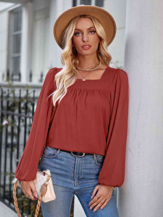 Square Neck Puff Sleeve Top myETYN