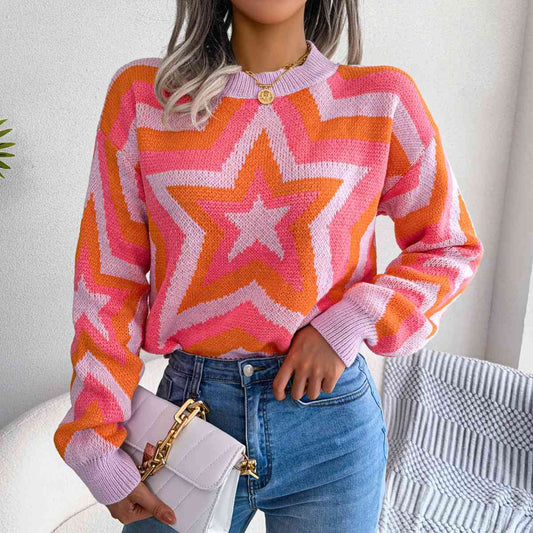 Star Round Neck Sweater myETYN
