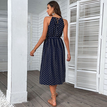 Summer Fashion Women's Wear Polka Dot Halter Dress myETYN