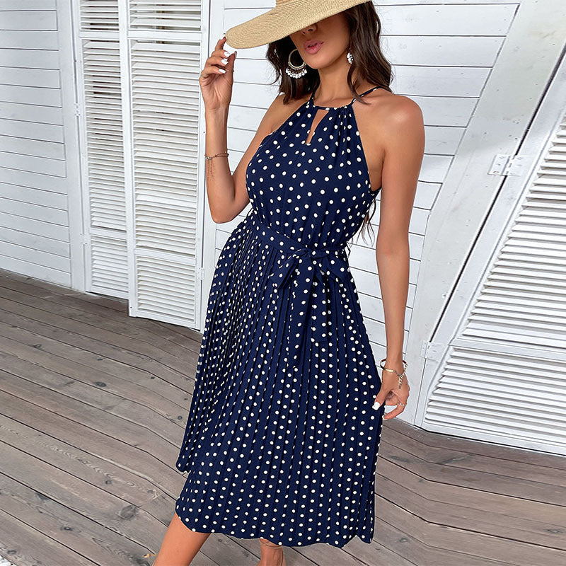 Summer Fashion Women's Wear Polka Dot Halter Dress myETYN