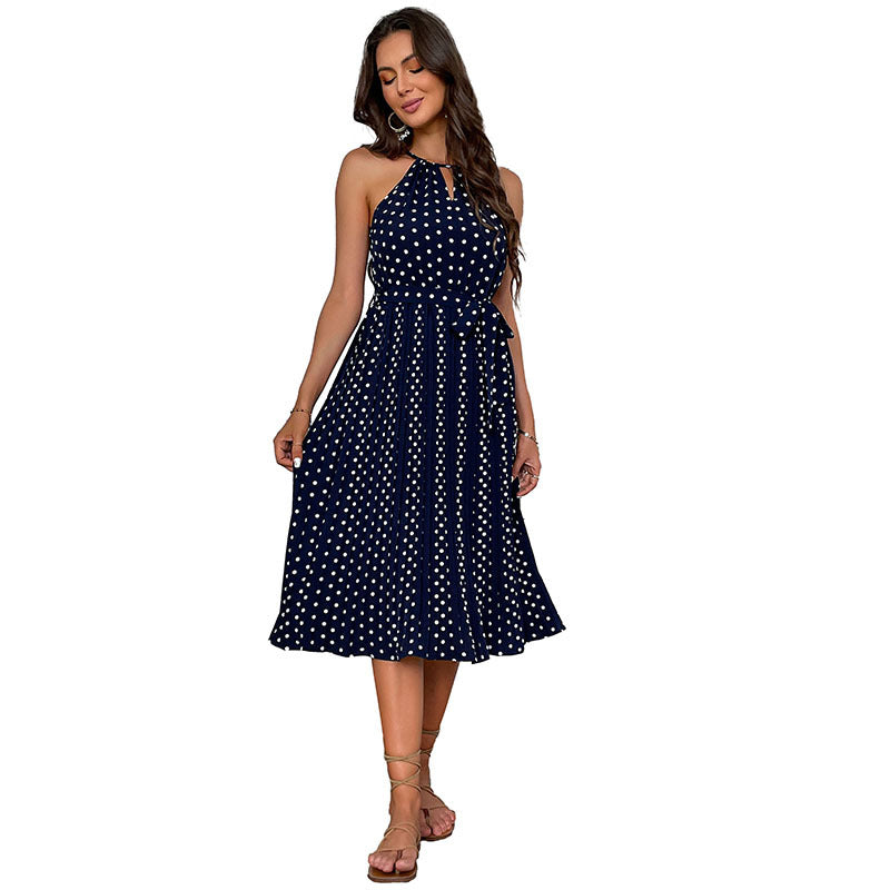 Summer Fashion Women's Wear Polka Dot Halter Dress myETYN