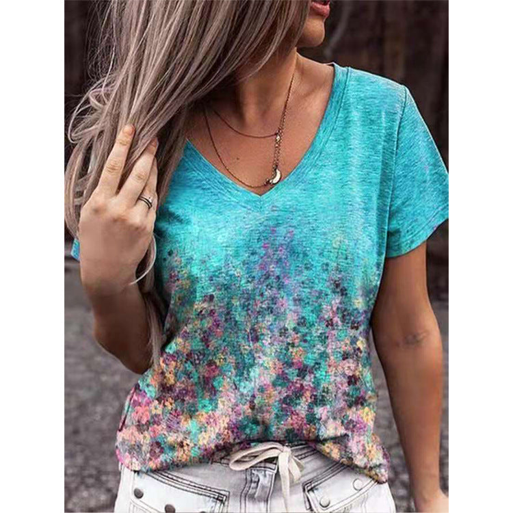 Summer Print Pattern Women's Short-Sleeved T-Shirt myETYN