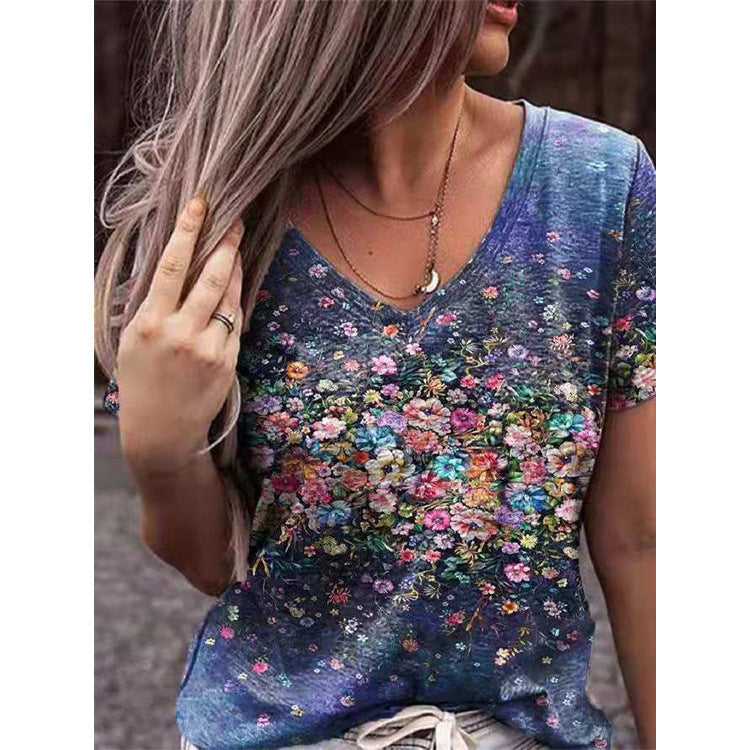 Summer Print Pattern Women's Short-Sleeved T-Shirt myETYN