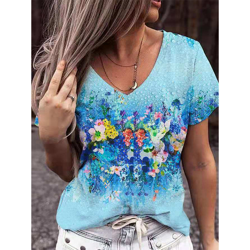 Summer Print Pattern Women's Short-Sleeved T-Shirt myETYN