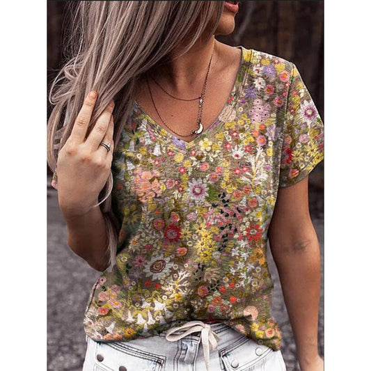 Summer Print Pattern Women's Short-Sleeved T-Shirt myETYN