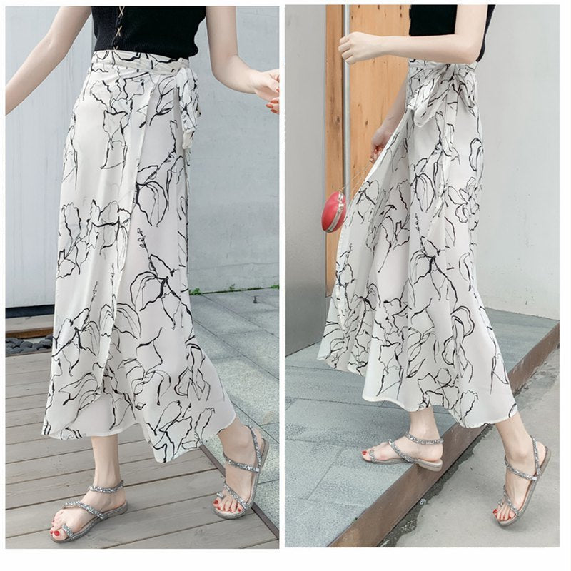 Sun-proof Skirt Chiffon Half-length High Waist A- Line With Lining myETYN