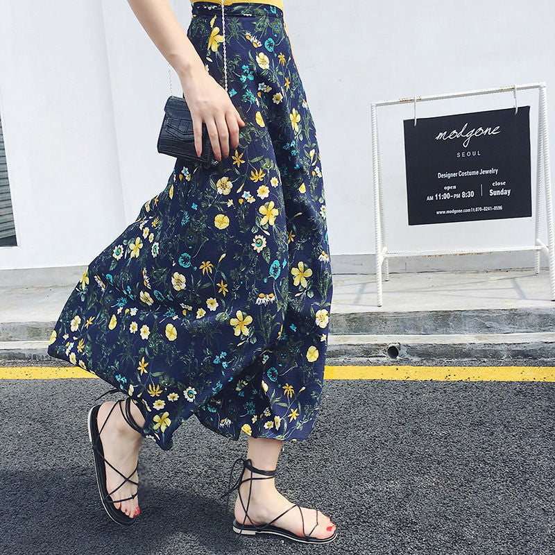 Sun-proof Skirt Chiffon Half-length High Waist A- Line With Lining myETYN