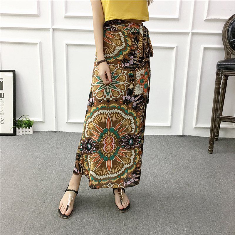 Sun-proof Skirt Chiffon Half-length High Waist A- Line With Lining myETYN