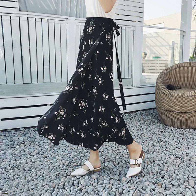 Sun-proof Skirt Chiffon Half-length High Waist A- Line With Lining myETYN