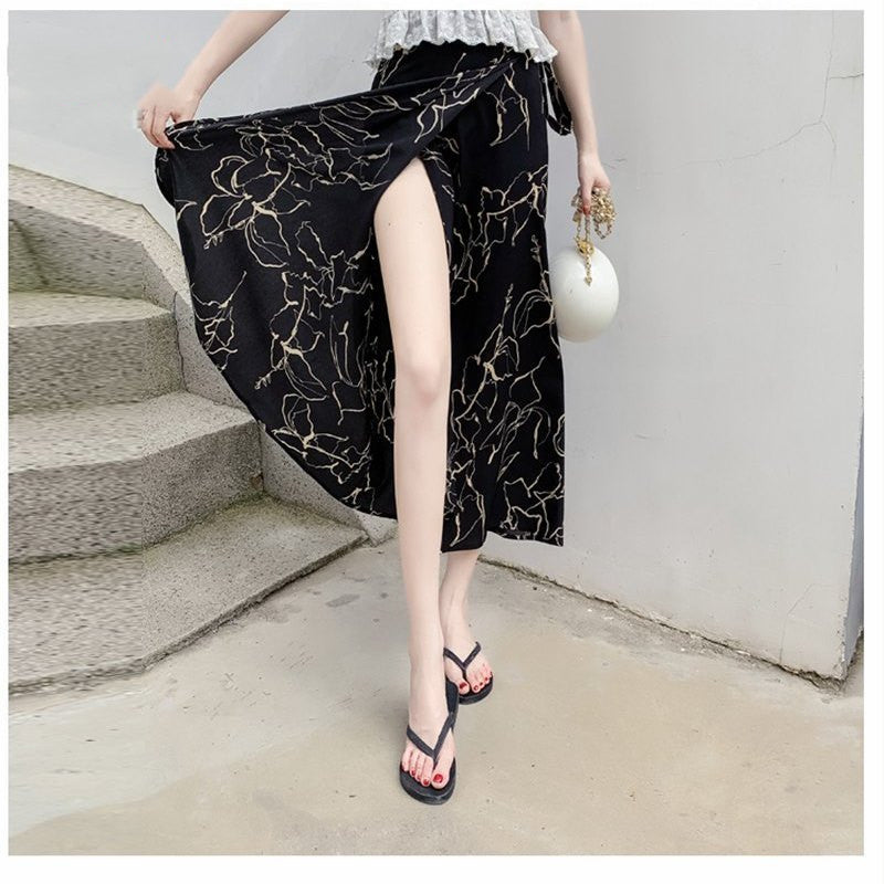 Sun-proof Skirt Chiffon Half-length High Waist A- Line With Lining myETYN