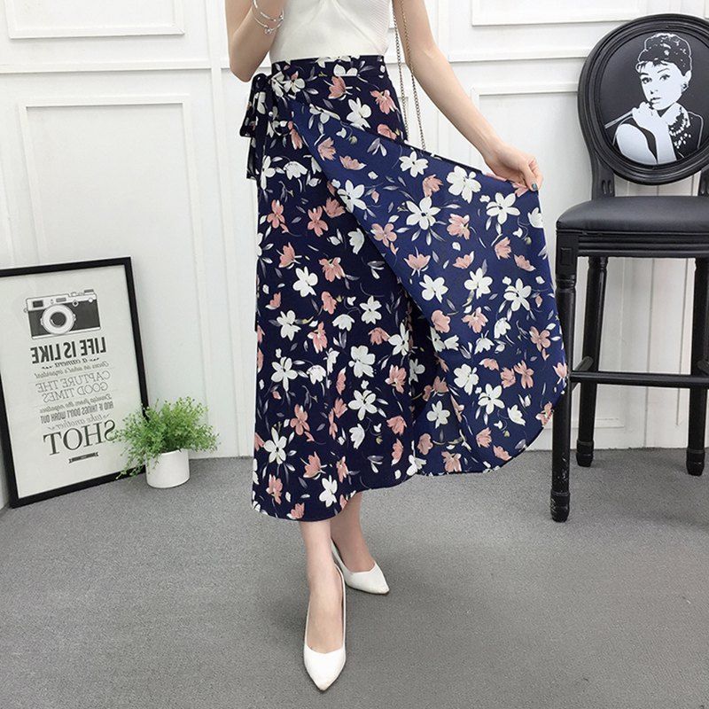 Sun-proof Skirt Chiffon Half-length High Waist A- Line With Lining myETYN