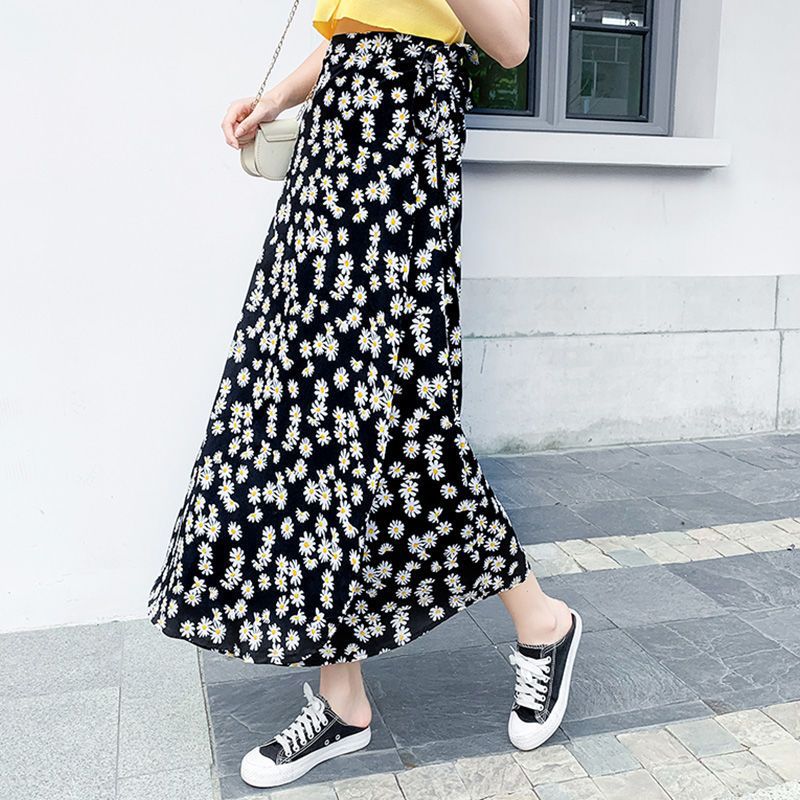 Sun-proof Skirt Chiffon Half-length High Waist A- Line With Lining myETYN