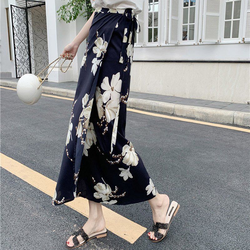 Sun-proof Skirt Chiffon Half-length High Waist A- Line With Lining myETYN