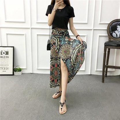 Sun-proof Skirt Chiffon Half-length High Waist A- Line With Lining myETYN