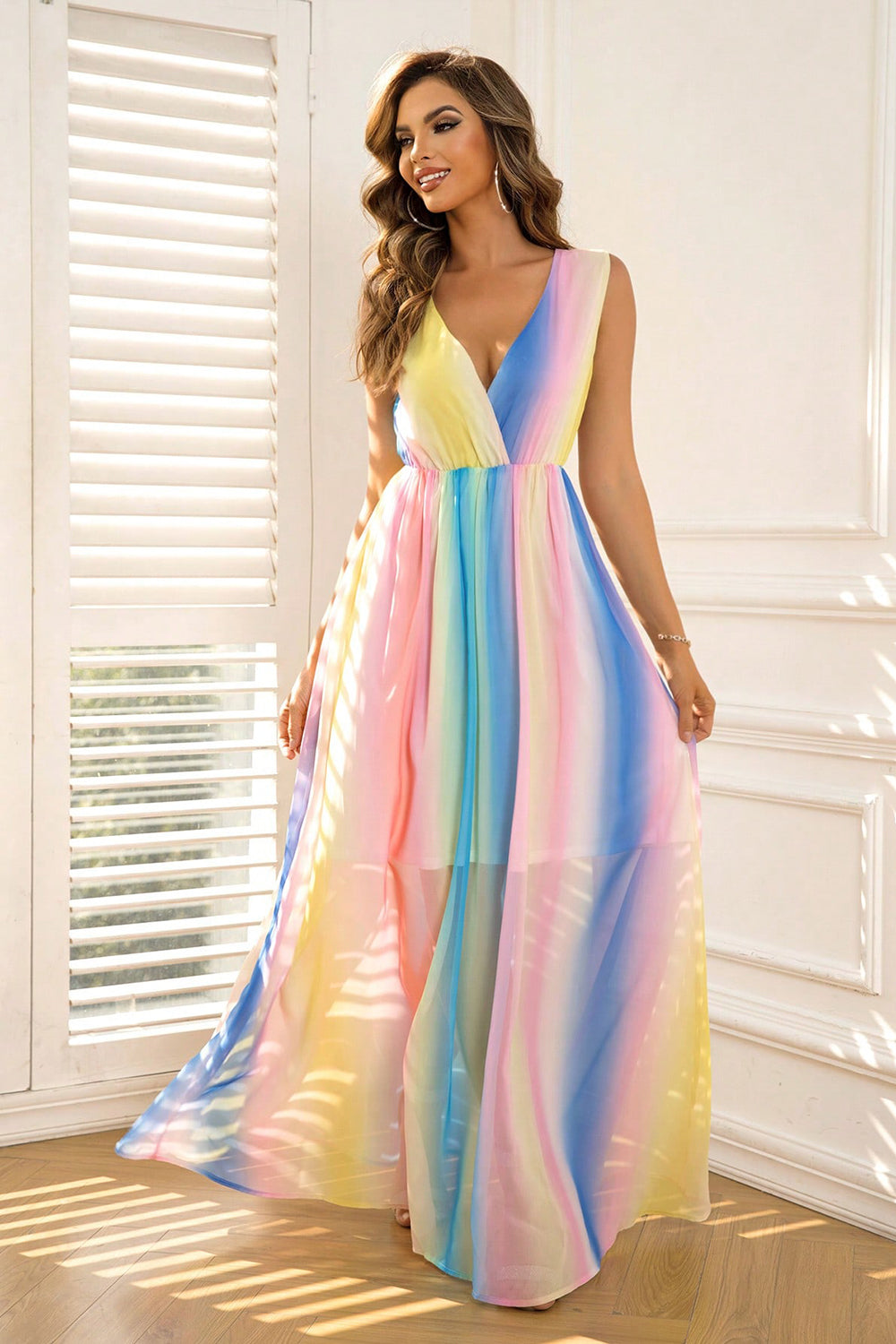 Surplice Neck Sleeveless Maxi Dress myETYN