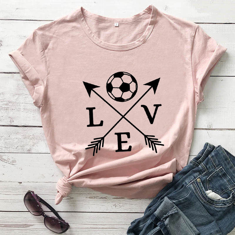 T-shirt Love Soccer Arrow Fashion Short-Sleeved Letter T-shirt myETYN