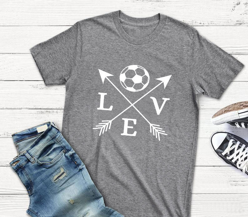 T-shirt Love Soccer Arrow Fashion Short-Sleeved Letter T-shirt myETYN