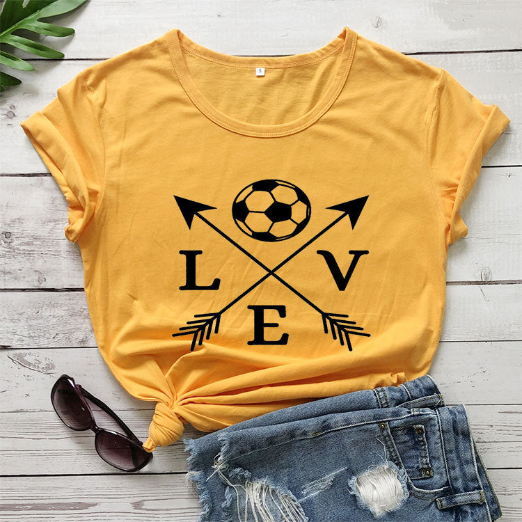 T-shirt Love Soccer Arrow Fashion Short-Sleeved Letter T-shirt myETYN