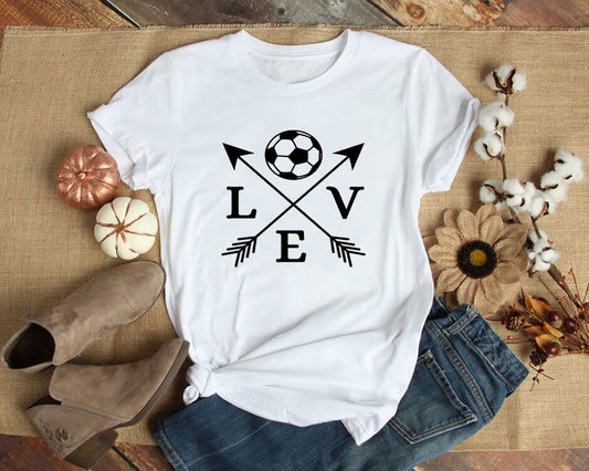 T-shirt Love Soccer Arrow Fashion Short-Sleeved Letter T-shirt myETYN