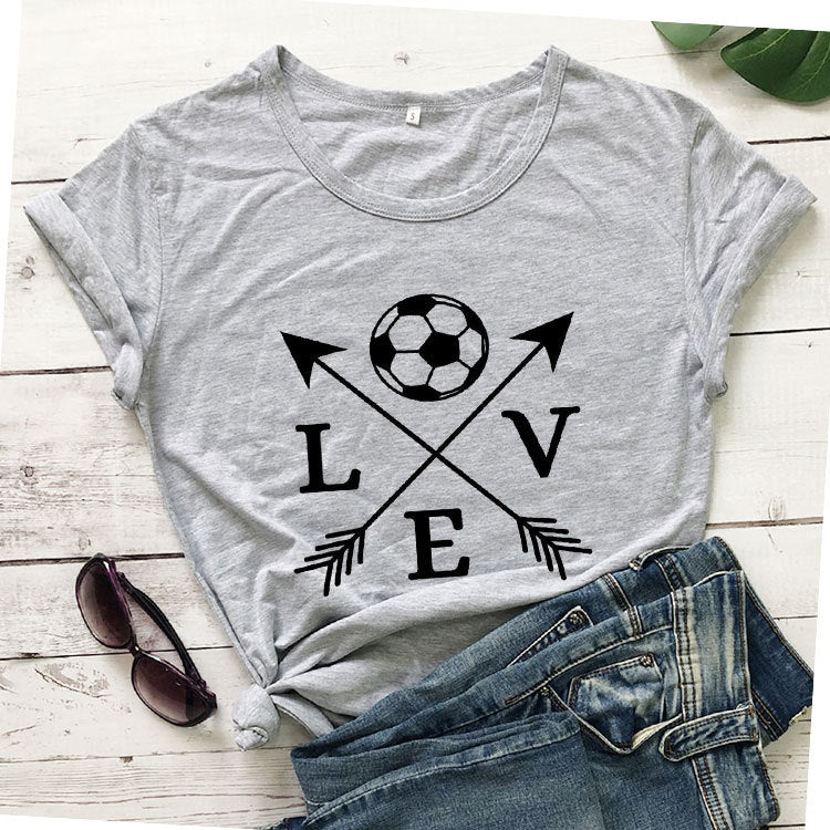 T-shirt Love Soccer Arrow Fashion Short-Sleeved Letter T-shirt myETYN