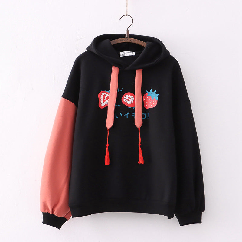 Tassel Hooded Plush And Thick Pullover Sweater myETYN