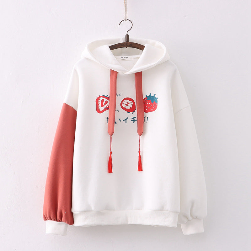 Tassel Hooded Plush And Thick Pullover Sweater myETYN