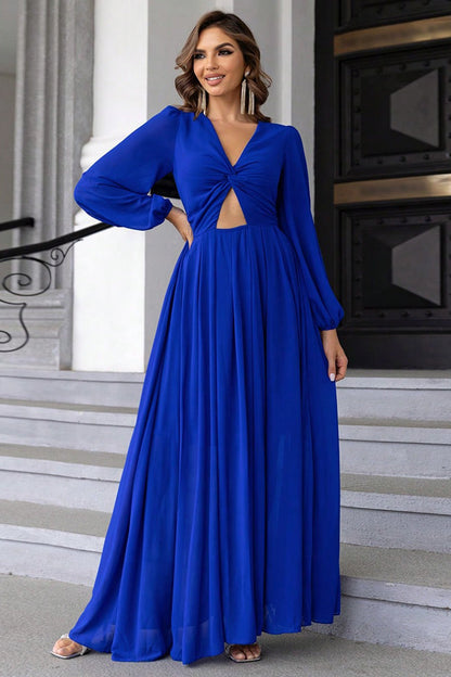 Twist Front Cutout Long Sleeve Dress myETYN