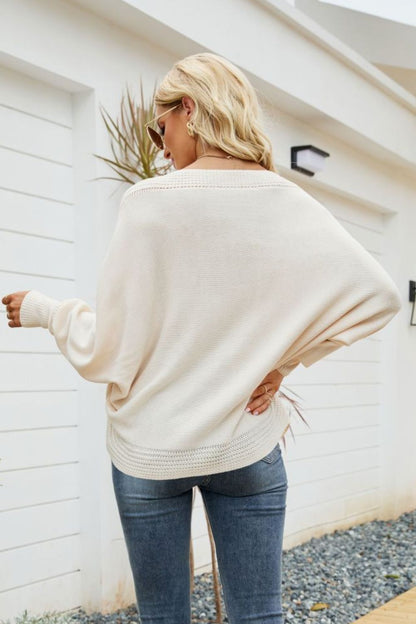 V-Neck Dolman Sleeve Sweater myETYN