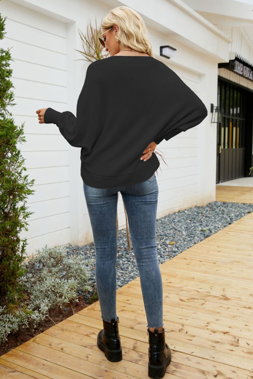 V-Neck Dolman Sleeve Sweater myETYN