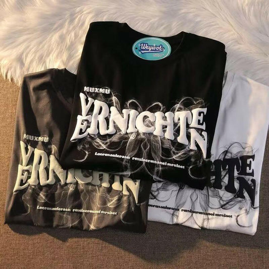 Vintage Print Short Sleeves T-shirt Couple's Tops myETYN