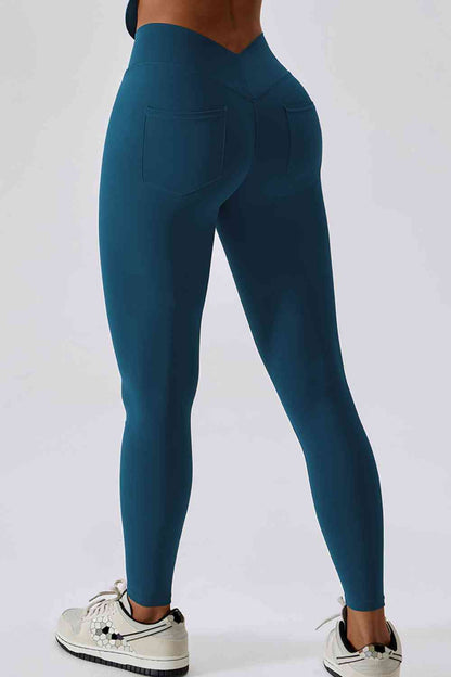 Wide Waistband Slim Fit Back Pocket Sports Leggings myETYN