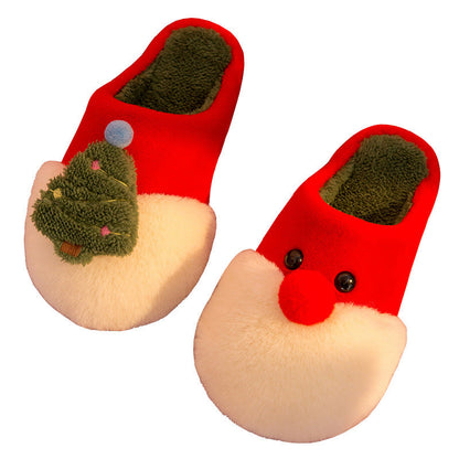 Winter Plush Slippers Christmas Cute Santa Claus And Christmas Tree Slipper Warm Anti-Slip House Shoes For Women myETYN