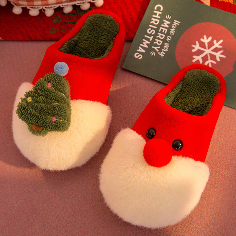 Winter Plush Slippers Christmas Cute Santa Claus And Christmas Tree Slipper Warm Anti-Slip House Shoes For Women myETYN