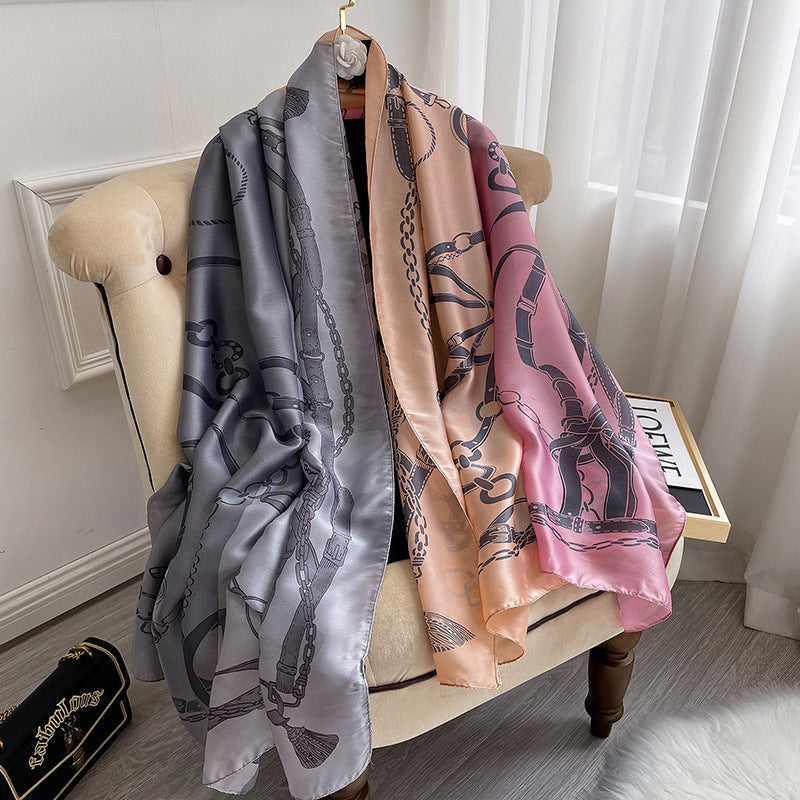 Winter Warm Vintage Print Chain Scarf Female myETYN