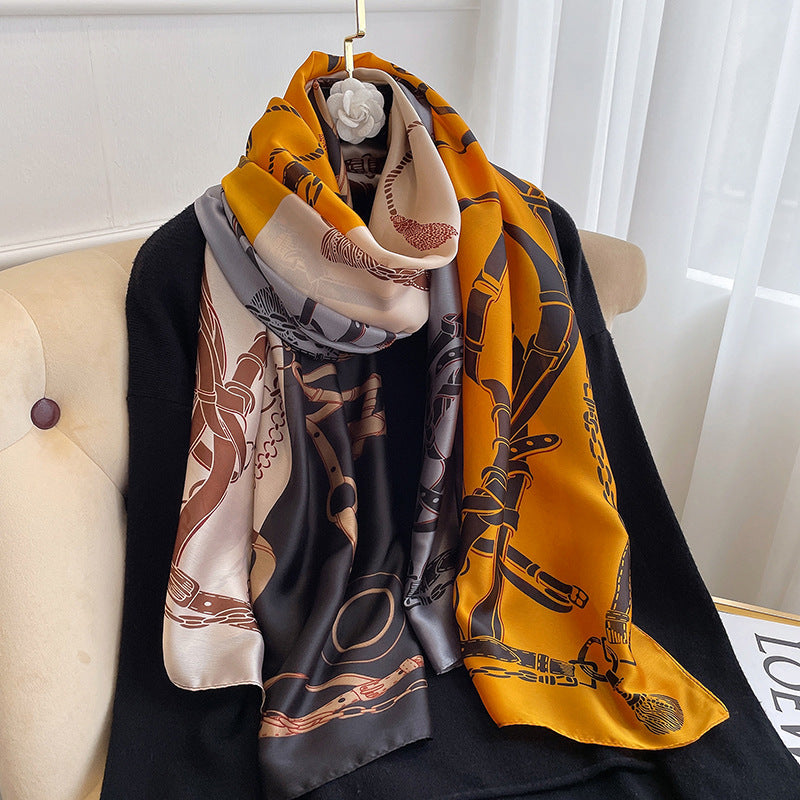 Winter Warm Vintage Print Chain Scarf Female myETYN