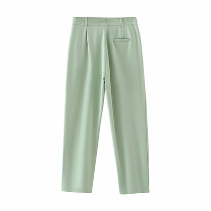 Women Fashion Green High Waist Casual Pants myETYN