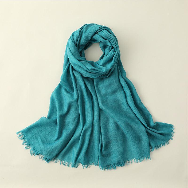 Women's Fashion Artistic Solid Color Cotton and Linen Scarf myETYN