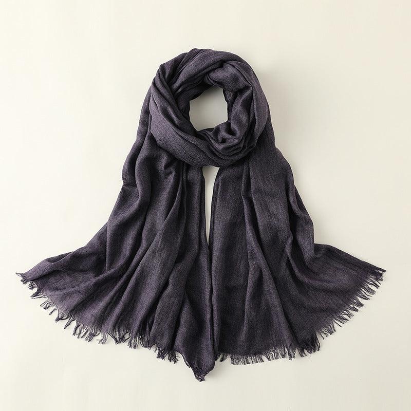 Women's Fashion Artistic Solid Color Cotton and Linen Scarf myETYN