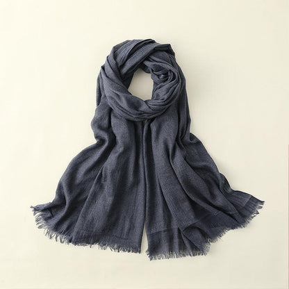 Women's Fashion Artistic Solid Color Cotton and Linen Scarf myETYN