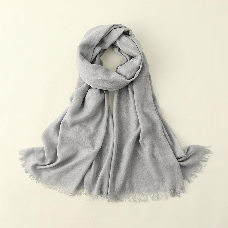 Women's Fashion Artistic Solid Color Cotton and Linen Scarf myETYN